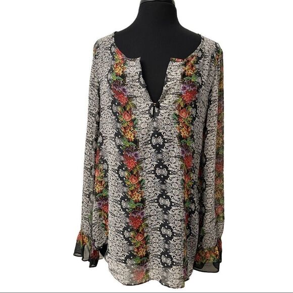 SANCTUARY Needlepoint Floral Tapestry Blouse Sz M - Picture 4 of 15